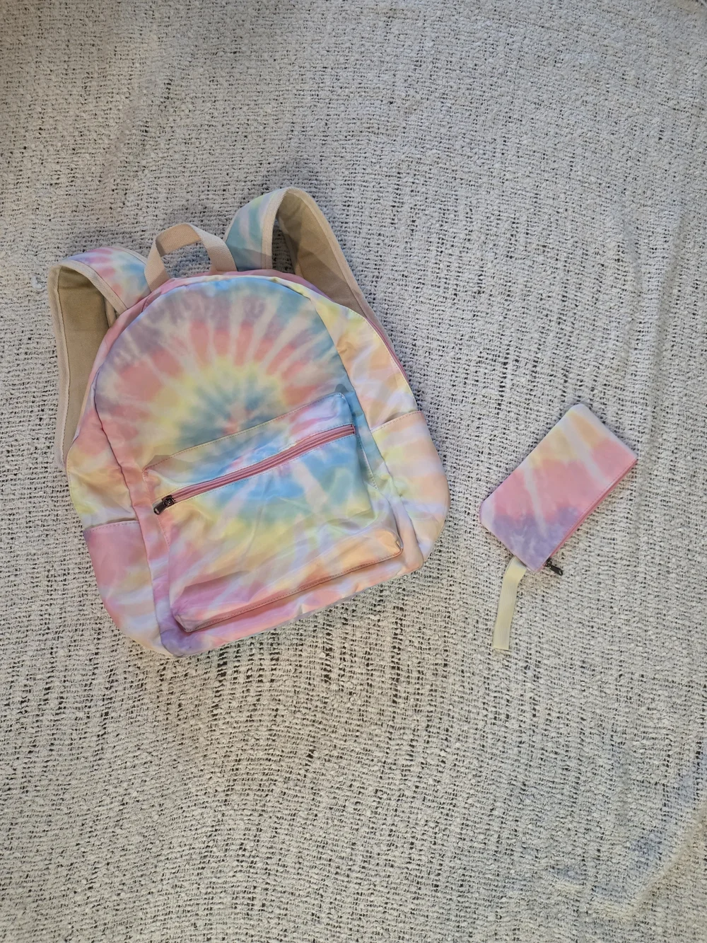 Tie-Dye Pastel Kids Backpack with Matching Pencil Case